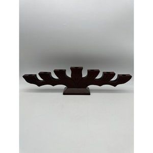 Vintage Scandinavian Swedish Style Wood Carved Candelabra